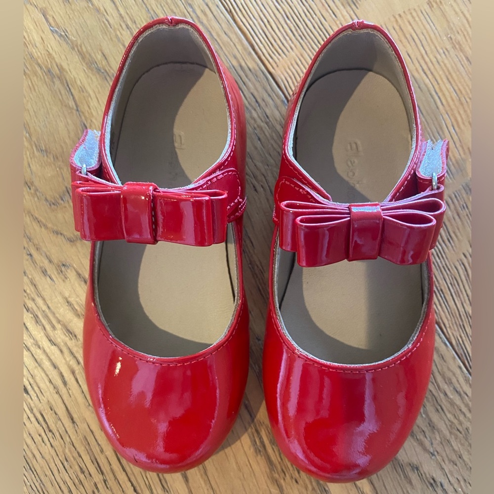 Nearly new Elephantito red Mary Jane with bow Velcro fastener. Size 7 toddler.